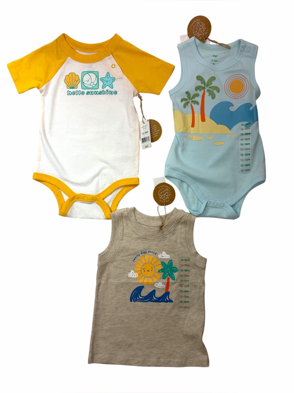 Dip Organic Cotton Beach Bodysuit & Tank Set NWT 12-18M 3 Piece